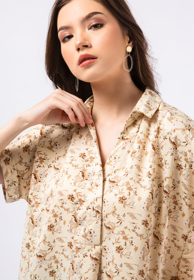 Printed Short Sleeve Blouse