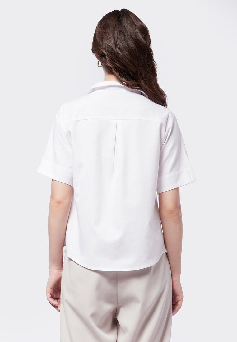 Short Sleeve Blouse with Notch Collar