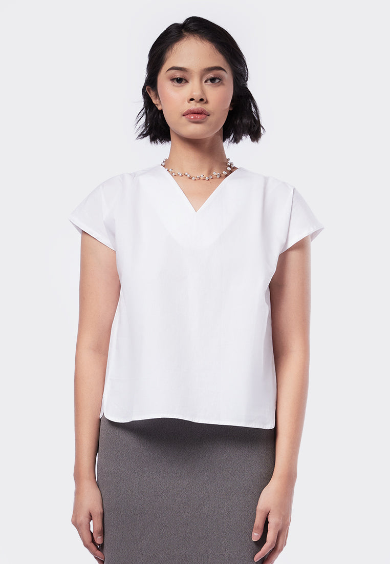 V-Neck Short Sleeve Blouse
