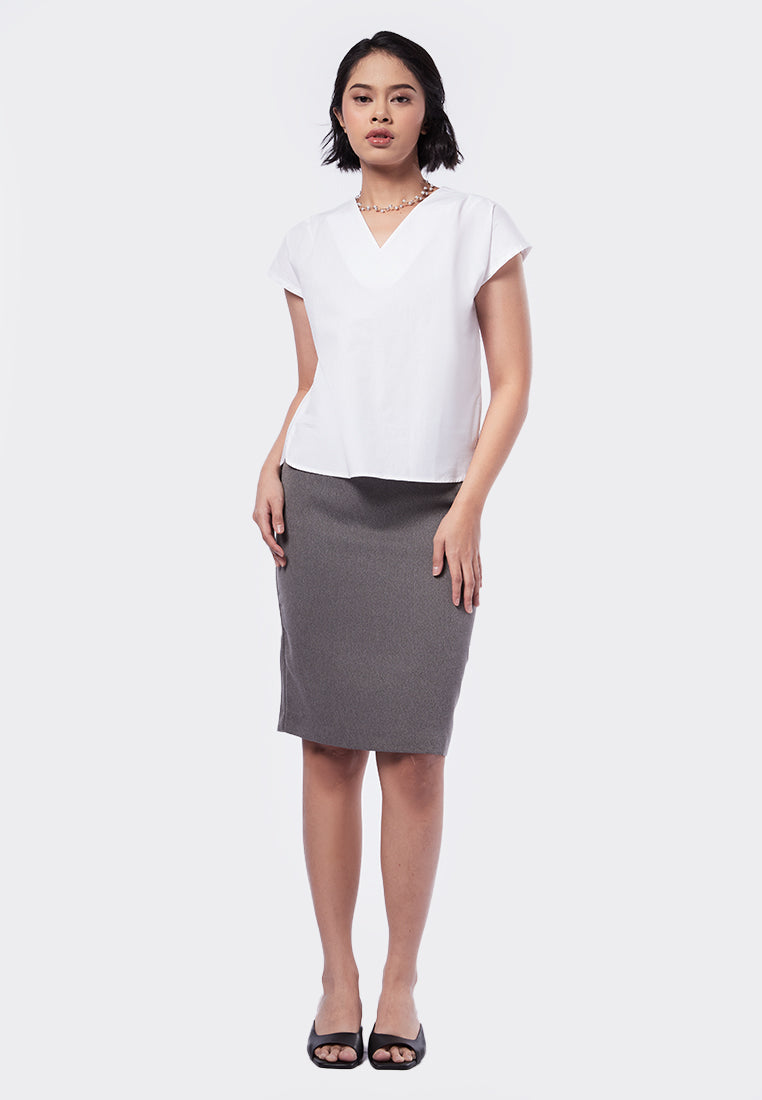 V-Neck Short Sleeve Blouse