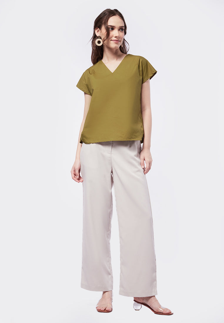Short Sleeve V-Neck Blouse