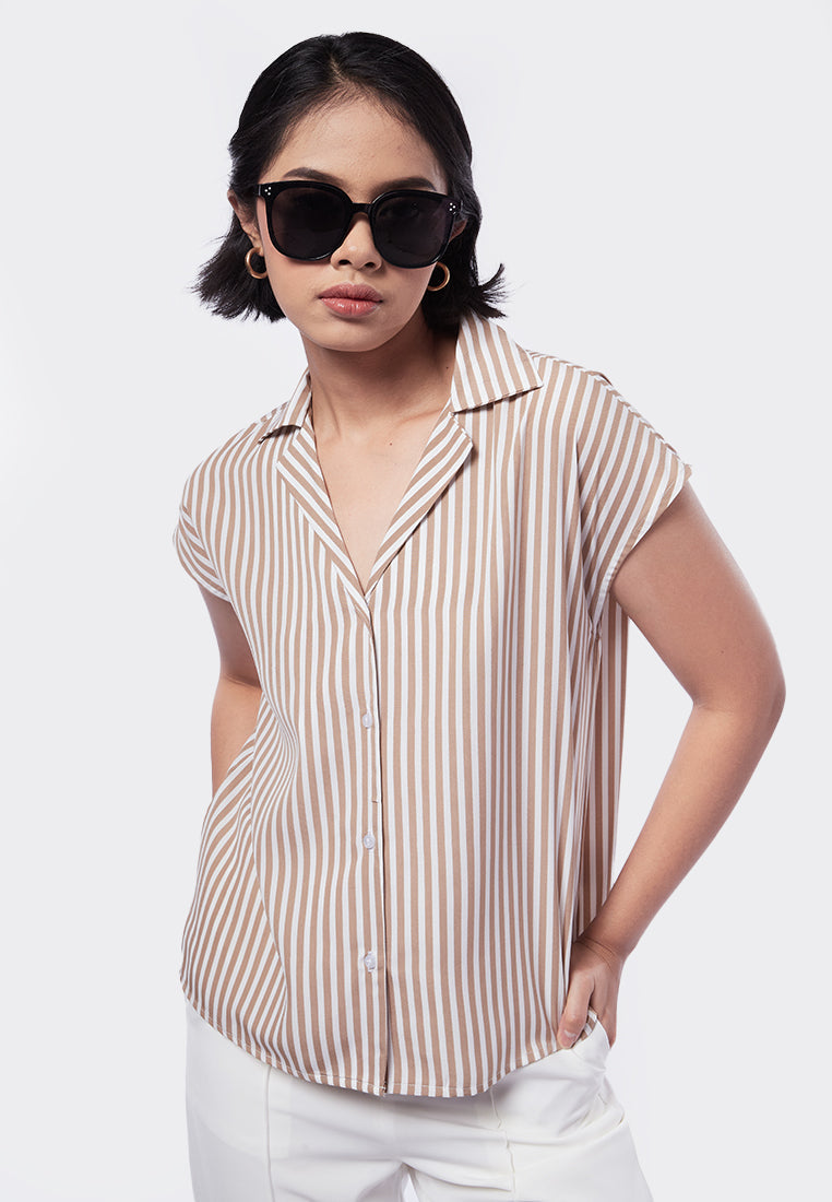 Short Sleeve Striped Blouse