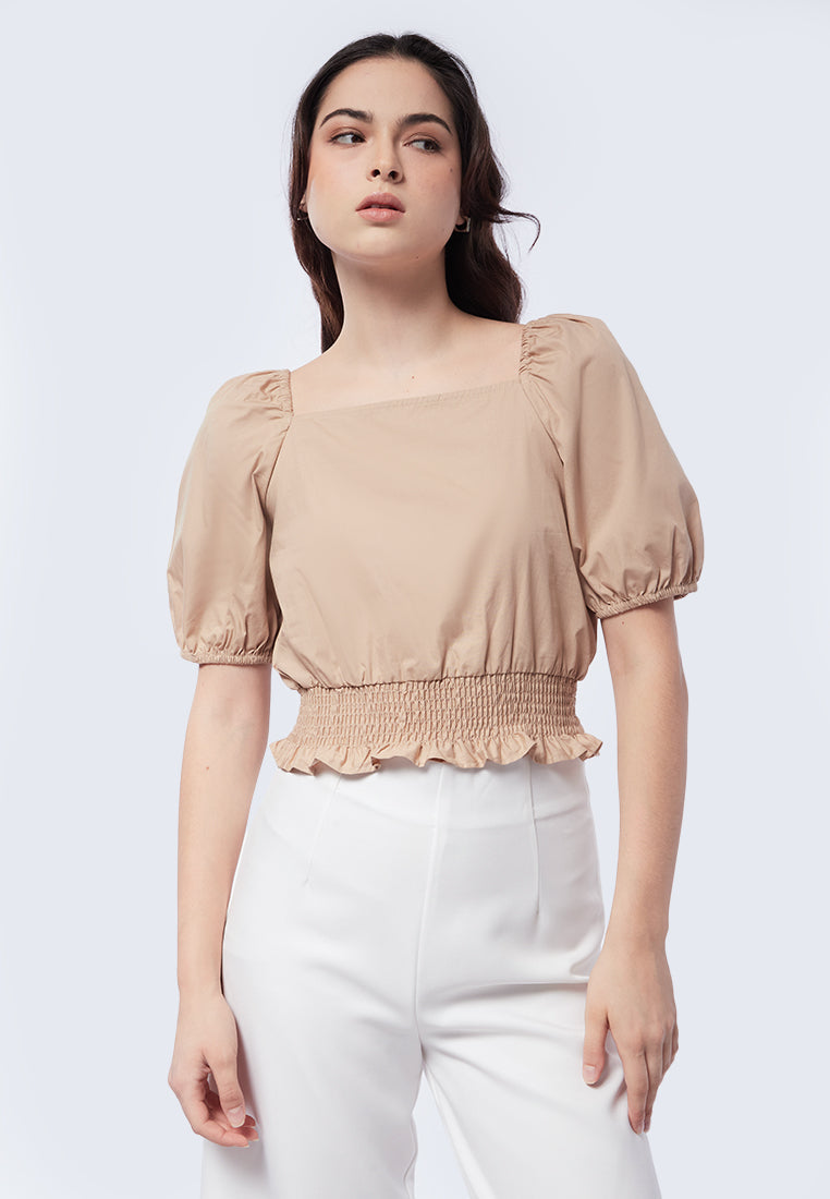 Smocked Waist Short Sleeve Top