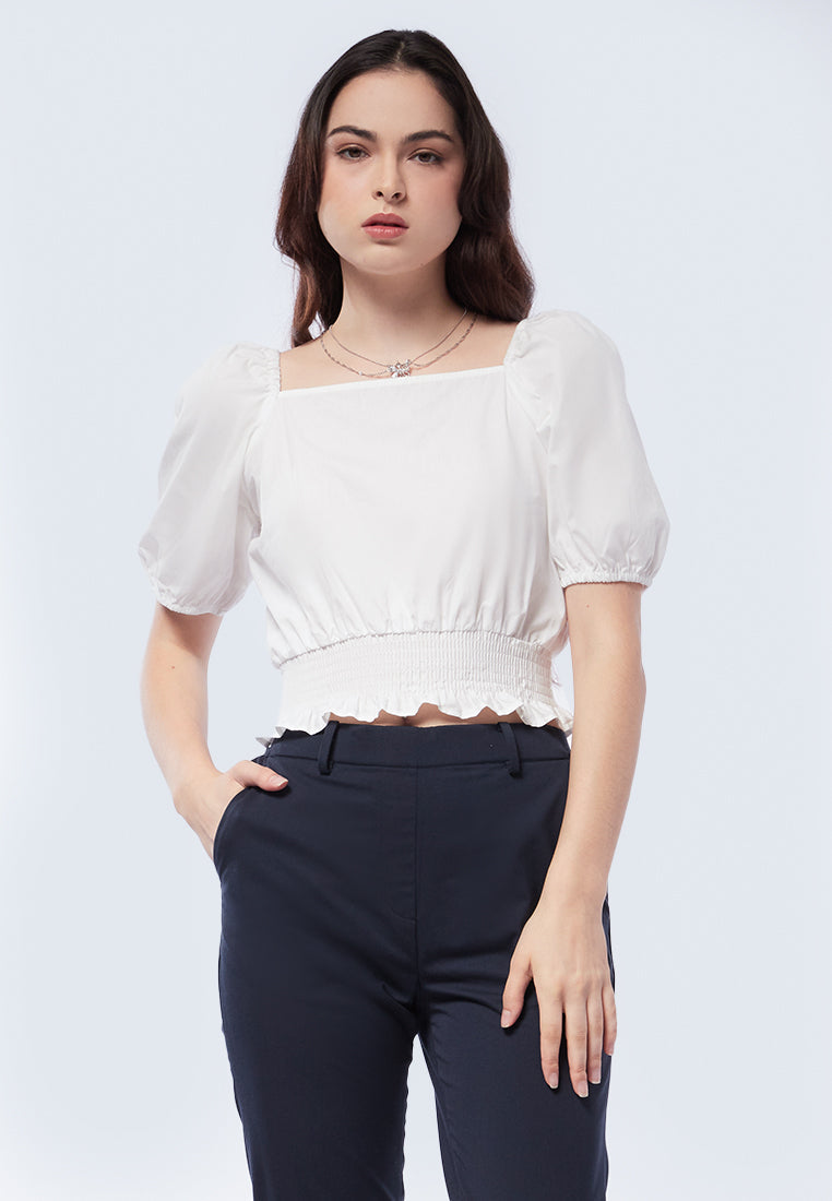 Smocked Waist Short Sleeve Top
