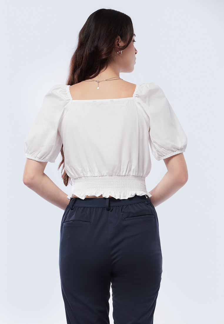 Smocked Waist Short Sleeve Top