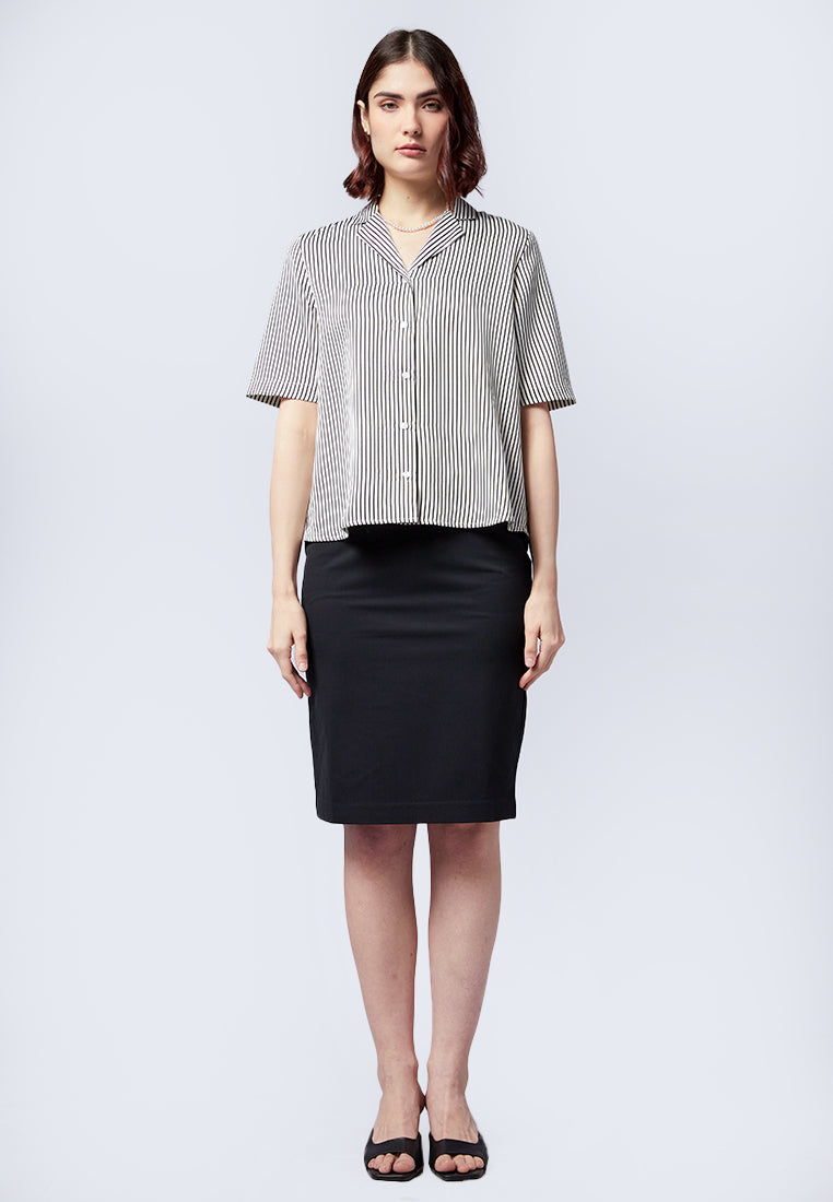 Stripes Notch Collar Blouse