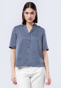 Stripes Notch Collar Blouse