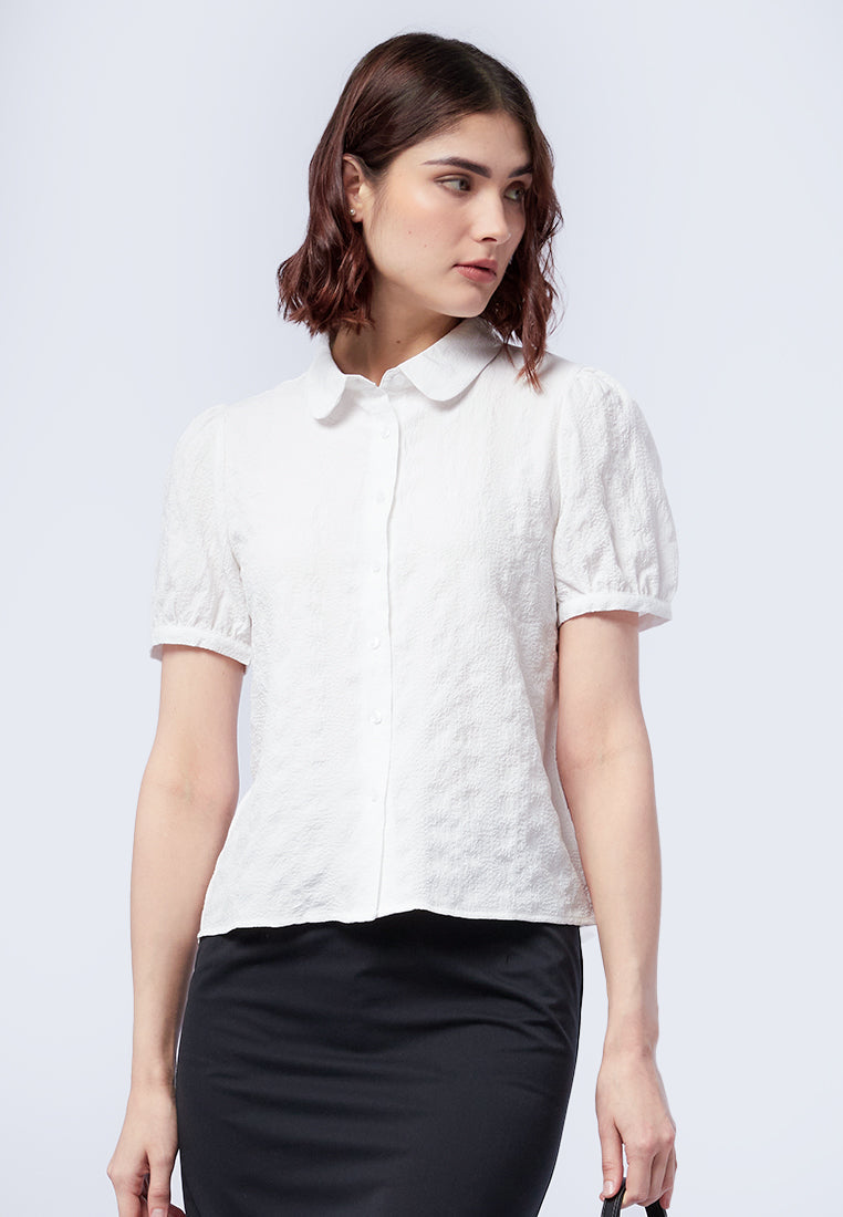 Crinkled Short Sleeve Blouse
