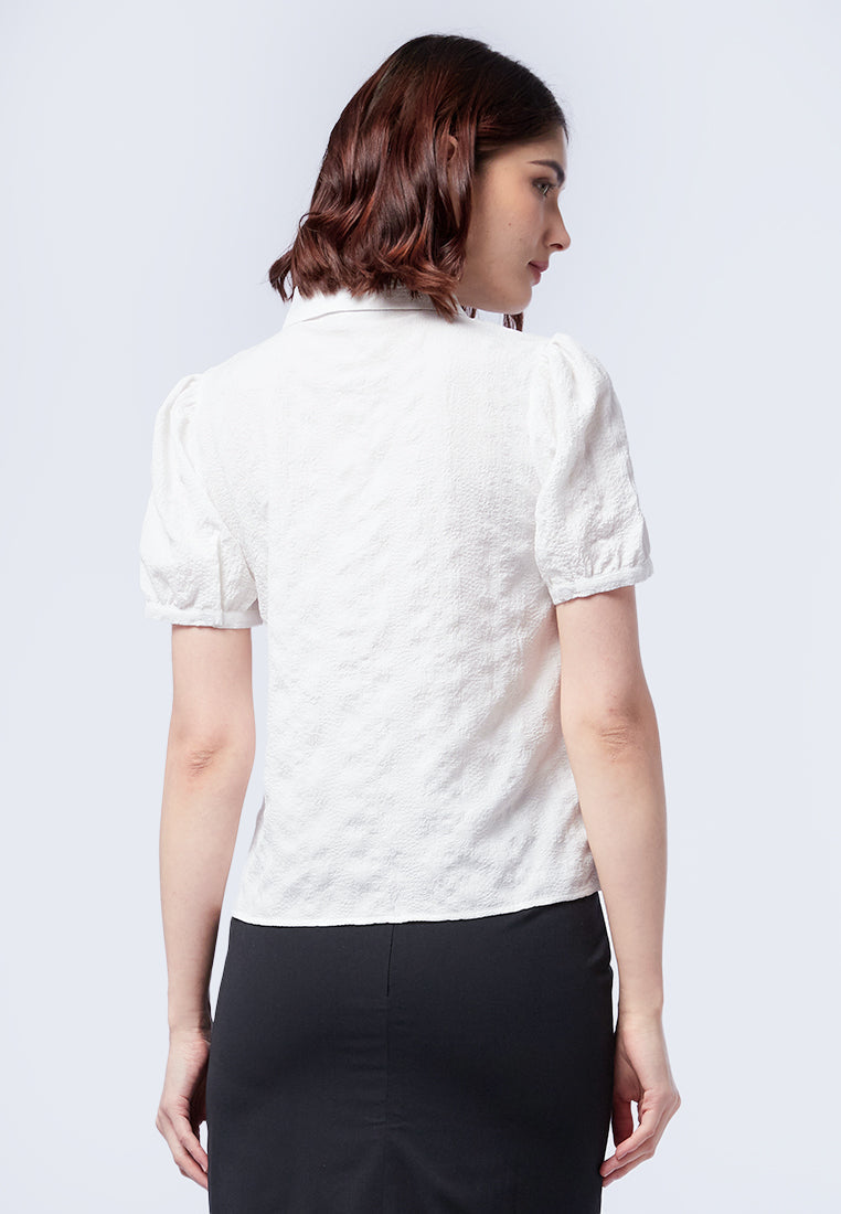 Crinkled Short Sleeve Blouse