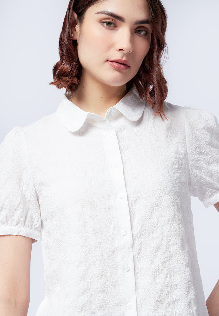 Crinkled Short Sleeve Blouse