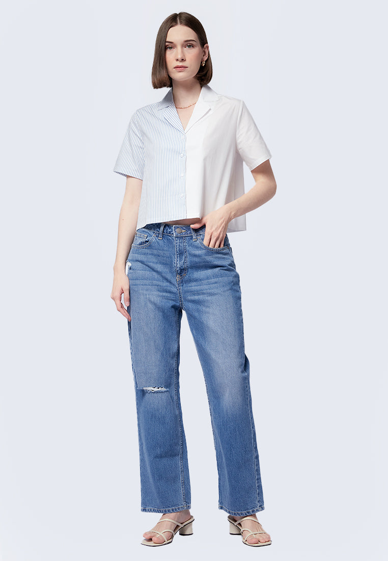 Colorblock Short Sleeve Blouse