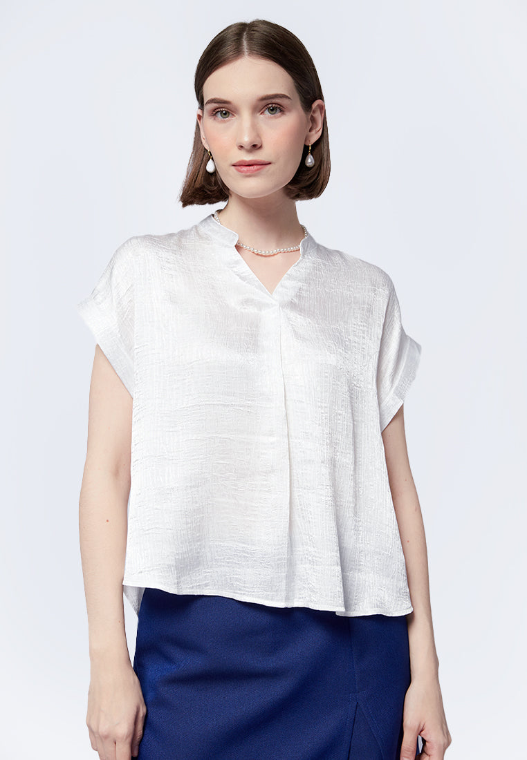 V-Neck Short Sleeve Blouse