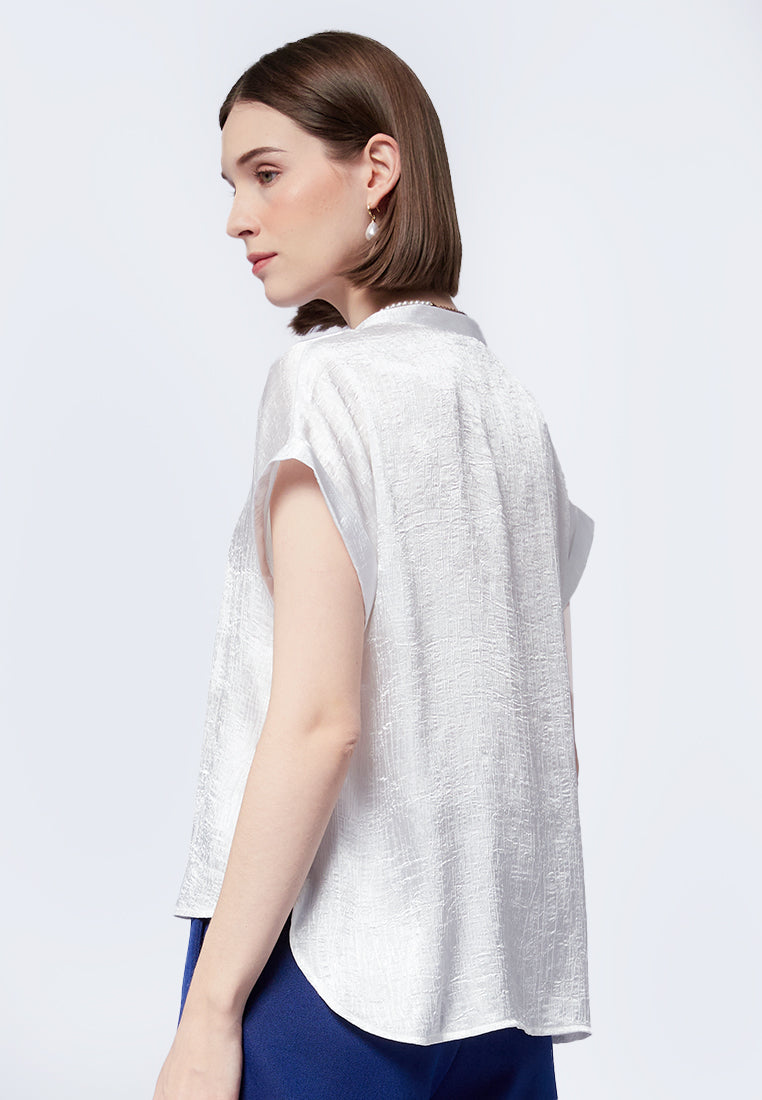 V-Neck Short Sleeve Blouse