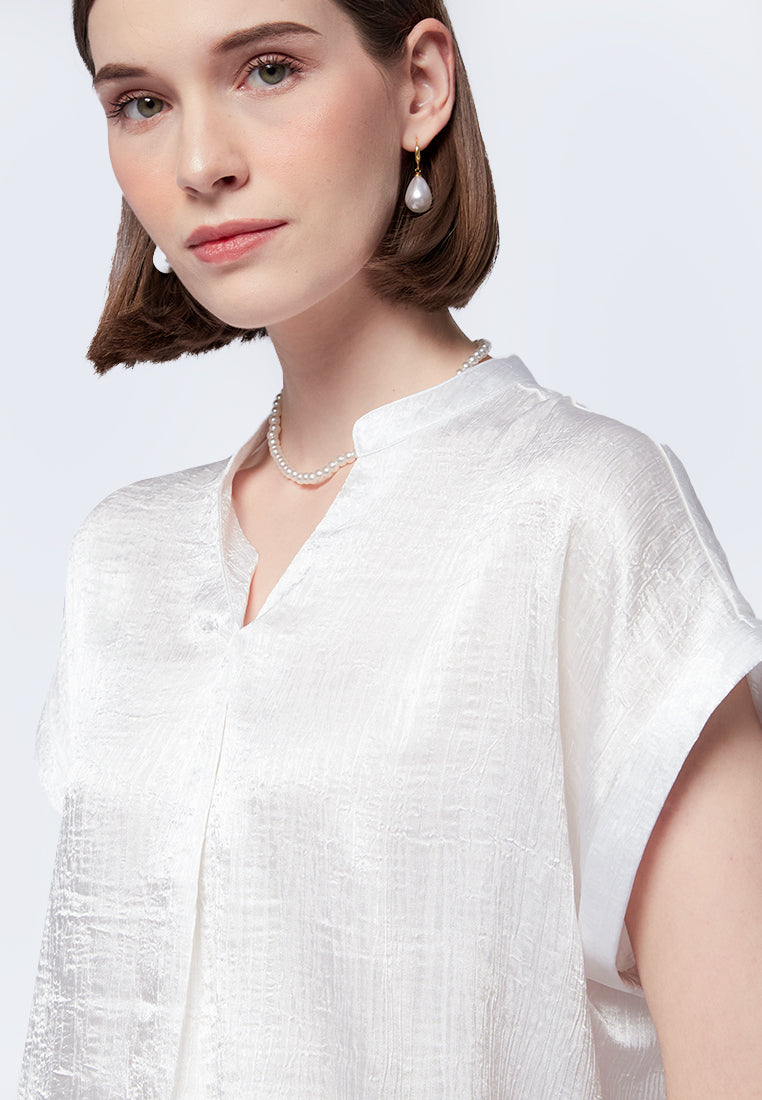 V-Neck Short Sleeve Blouse