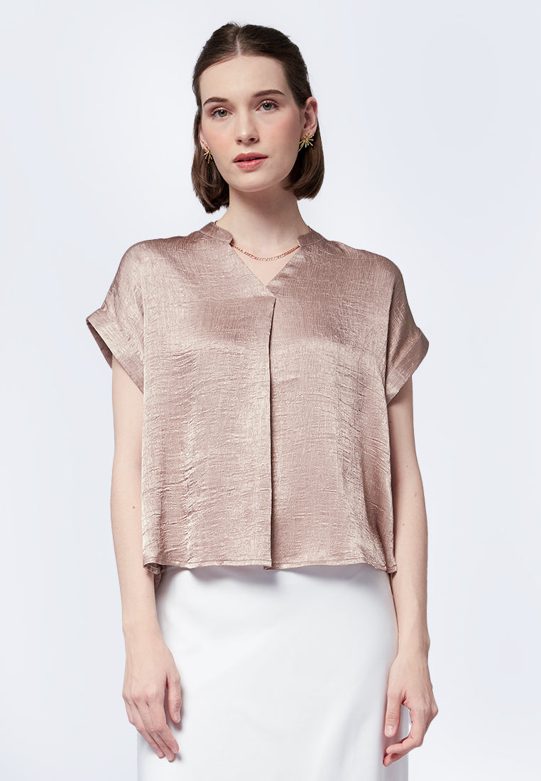 V-Neck Short Sleeve Blouse