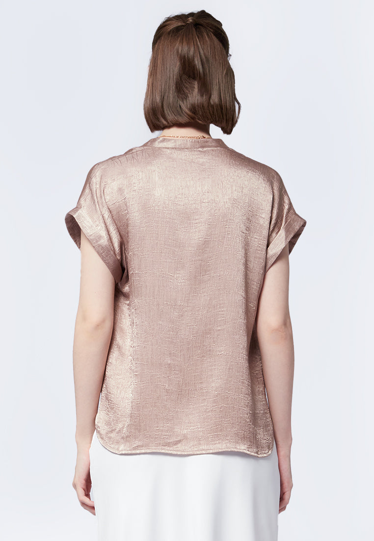 V-Neck Short Sleeve Blouse