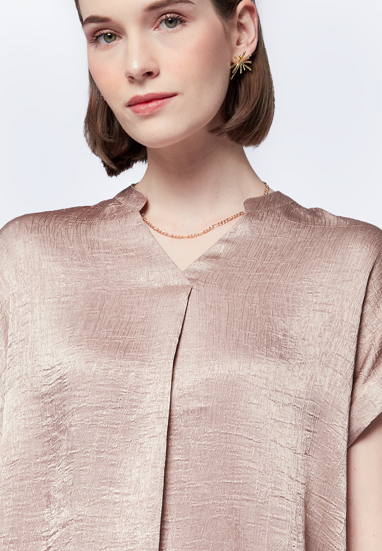 V-Neck Short Sleeve Blouse