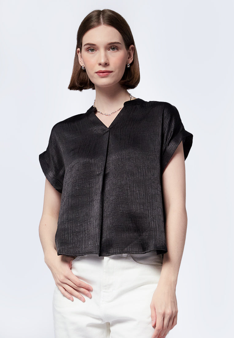 V-Neck Short Sleeve Blouse