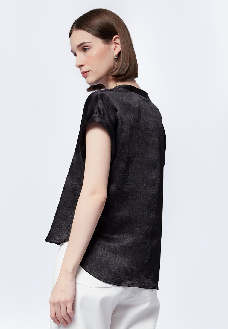 V-Neck Short Sleeve Blouse