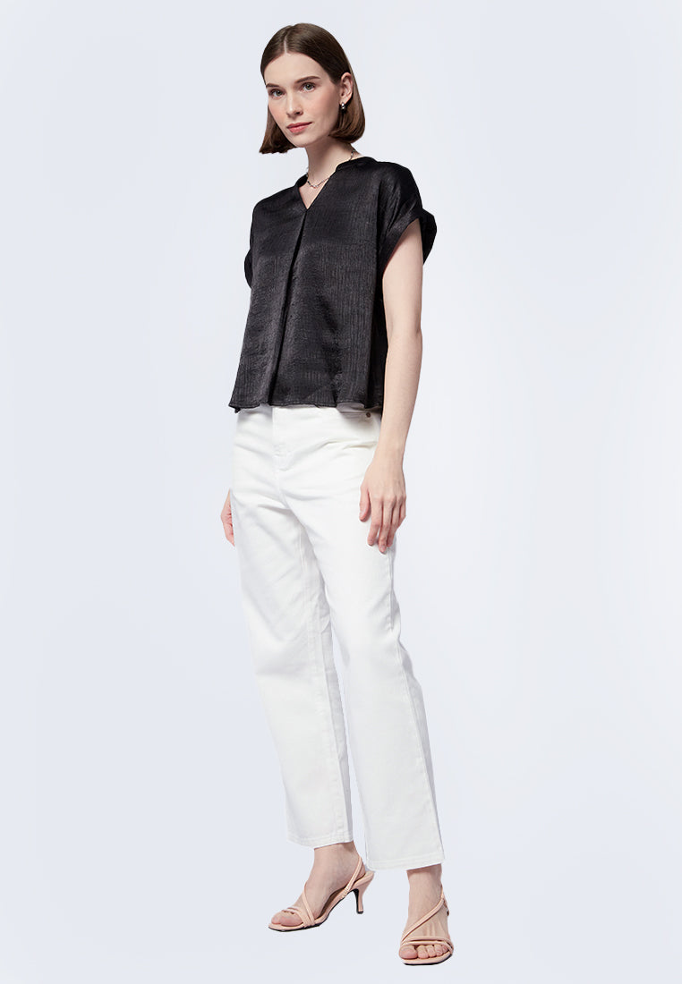V-Neck Short Sleeve Blouse
