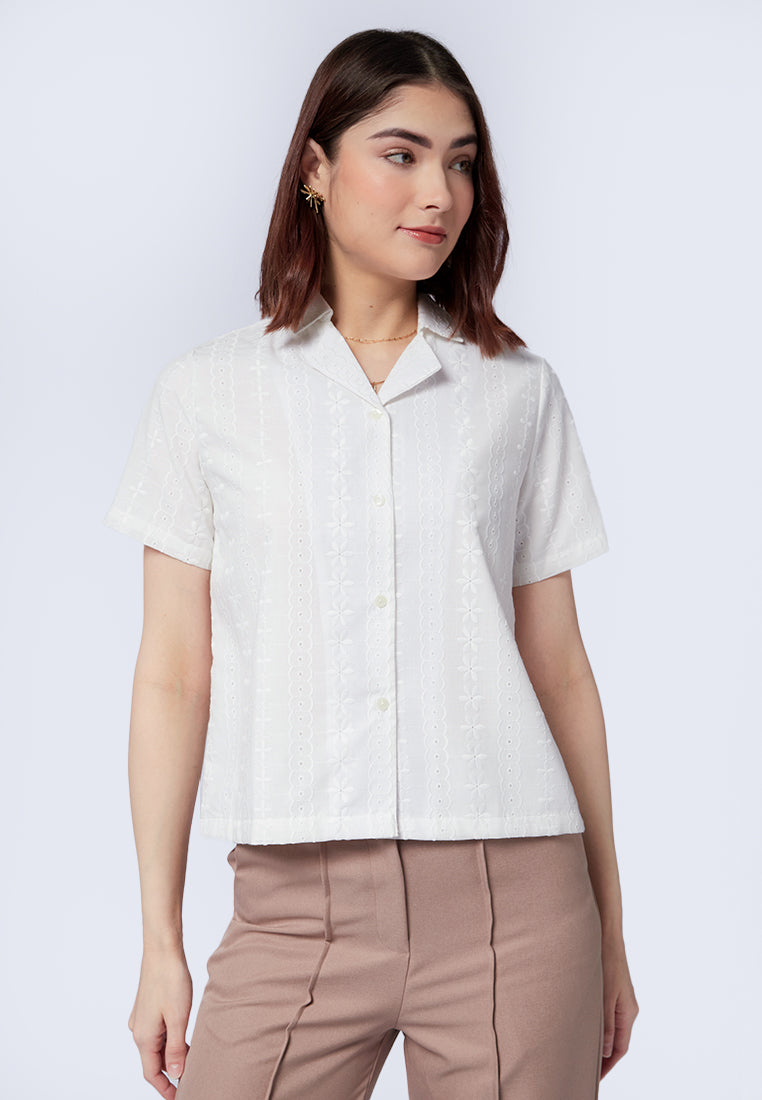 Short Sleeve Textured Blouse