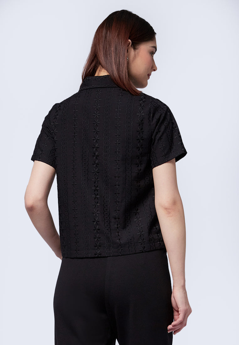 Short Sleeve Textured Blouse