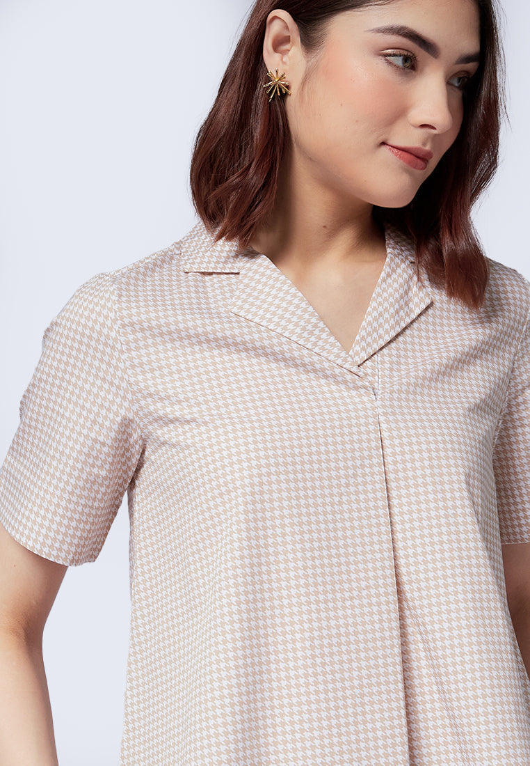 Printed Short Sleeve Blouse
