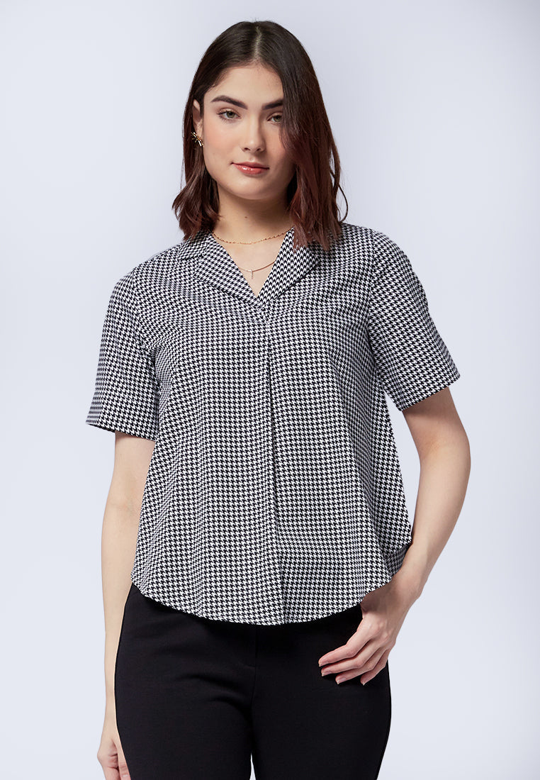 Printed Short Sleeve Blouse