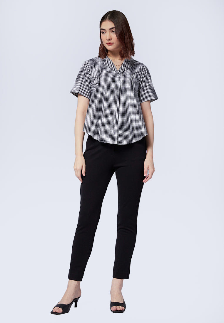 Printed Short Sleeve Blouse