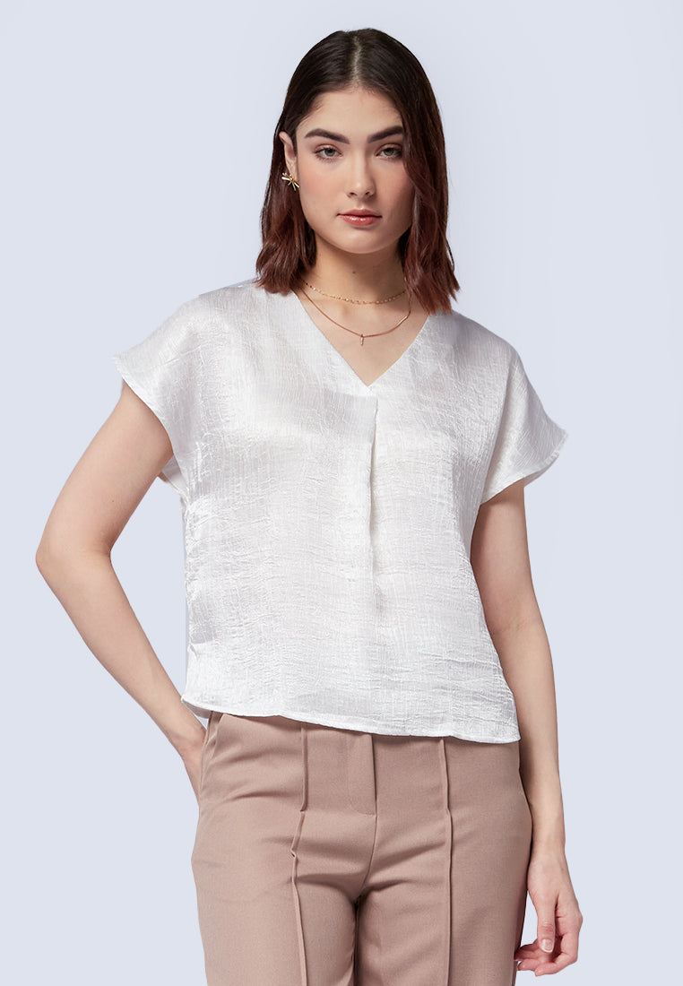 V-Neck Short Sleeve Blouse
