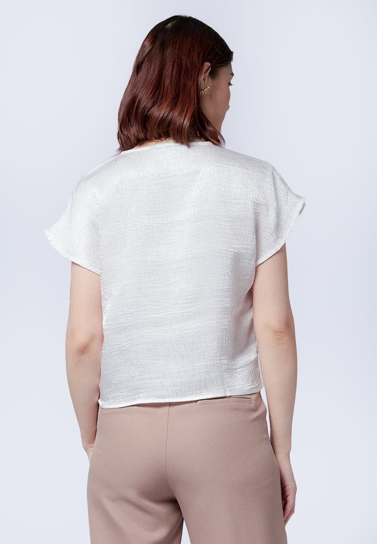 V-Neck Short Sleeve Blouse