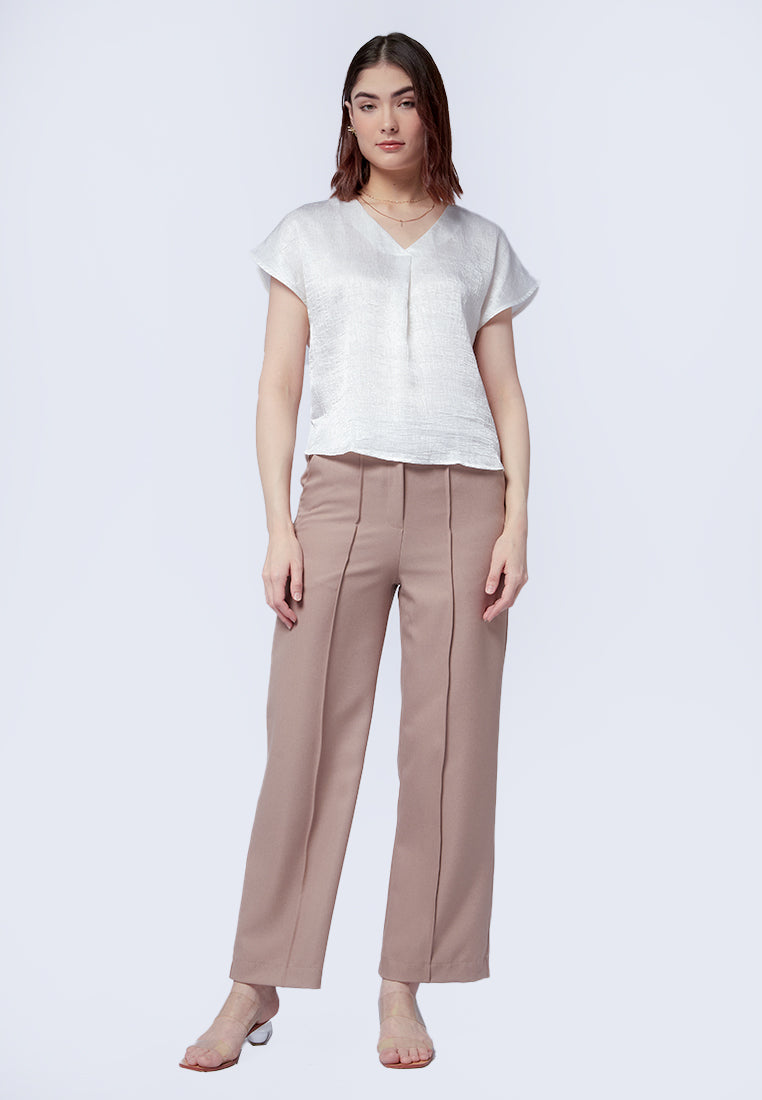 V-Neck Short Sleeve Blouse