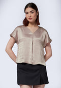 V-Neck Short Sleeve Blouse