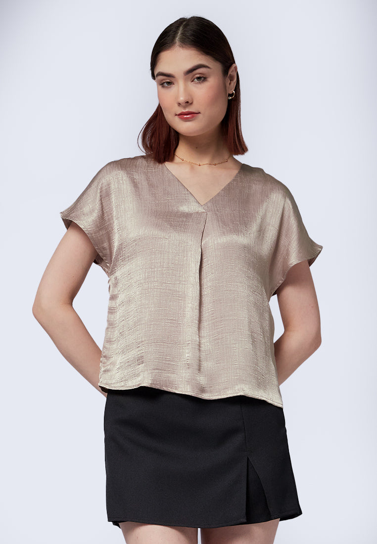 V-Neck Short Sleeve Blouse
