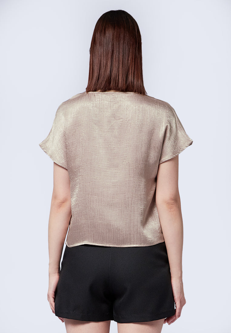 V-Neck Short Sleeve Blouse