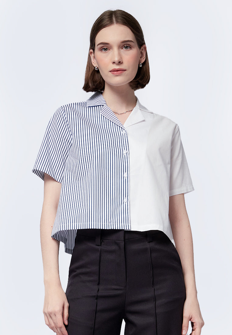 Colorblock Short Sleeve Blouse