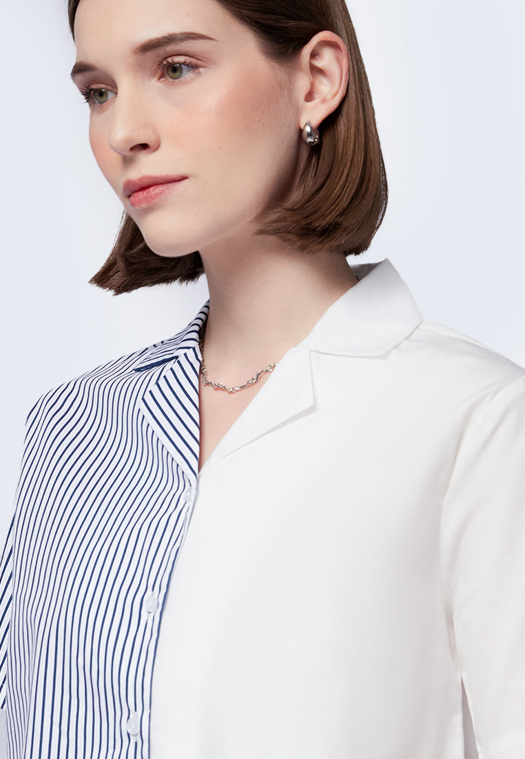 Colorblock Short Sleeve Blouse