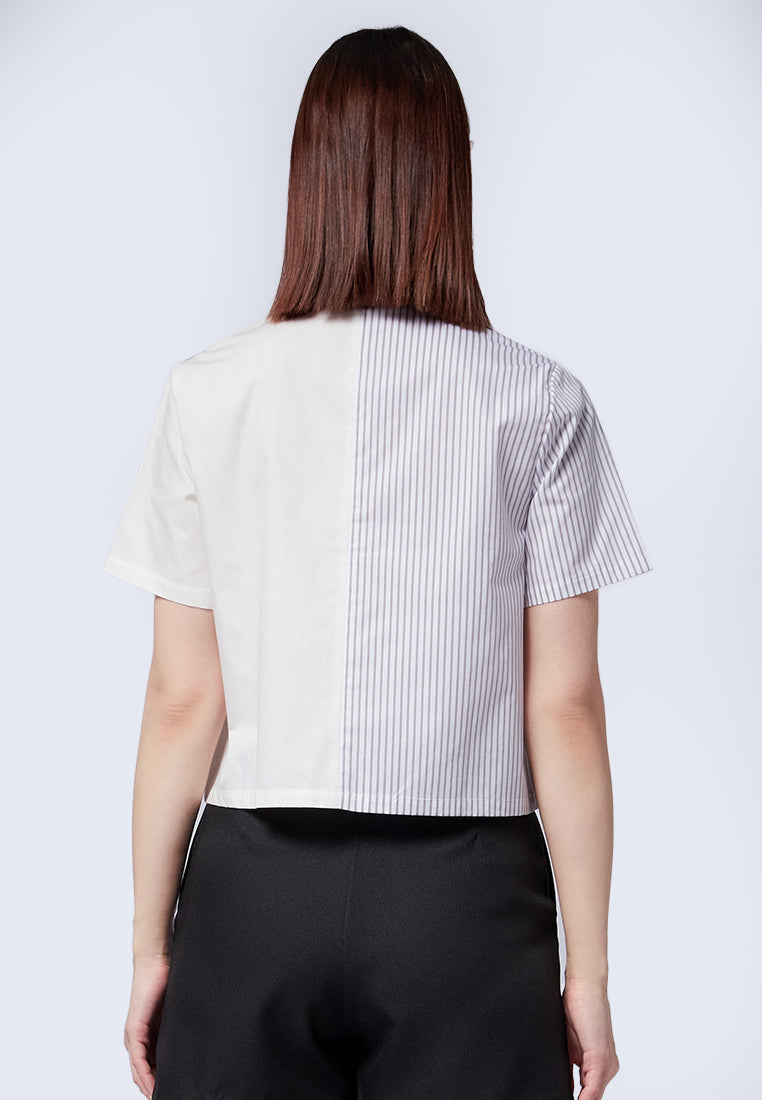 Colorblock Short Sleeve Blouse