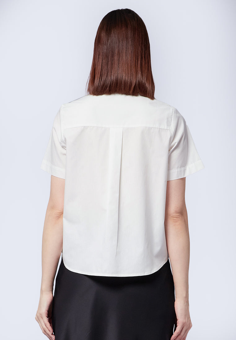 High Low Hem Short Sleeve Blouse