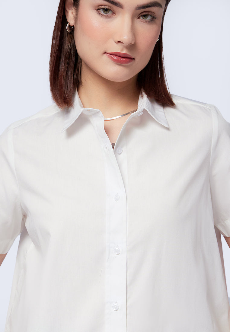 High Low Hem Short Sleeve Blouse