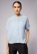 Mandarin Collar Short Sleeve Blouse