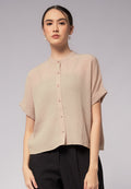 Mandarin Collar Short Sleeve Blouse