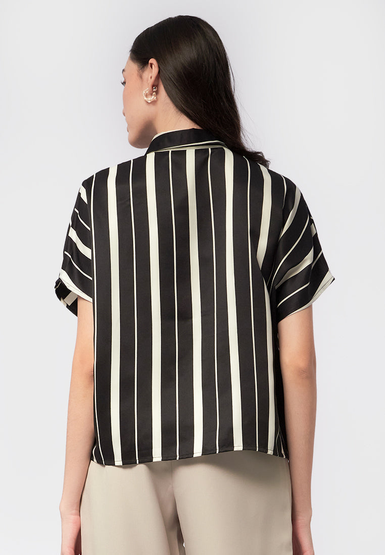 Short Sleeve Stripes Blouse
