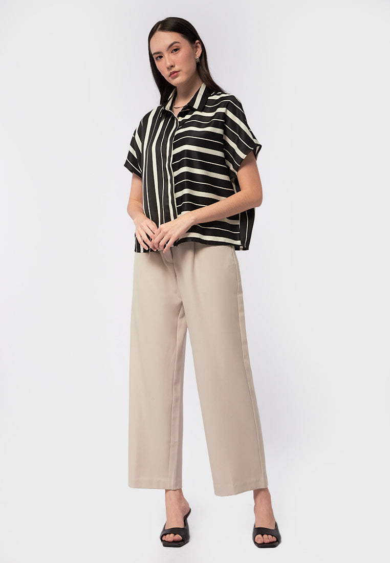 Short Sleeve Stripes Blouse