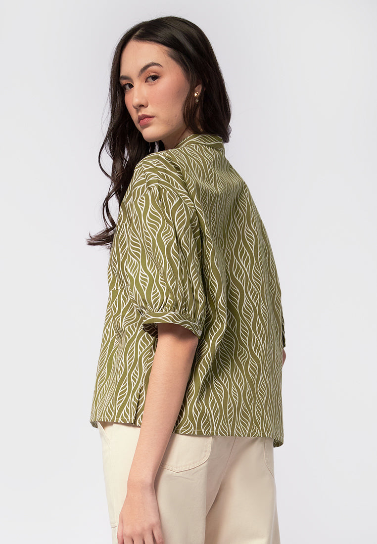 Printed Short Sleeve Blouse
