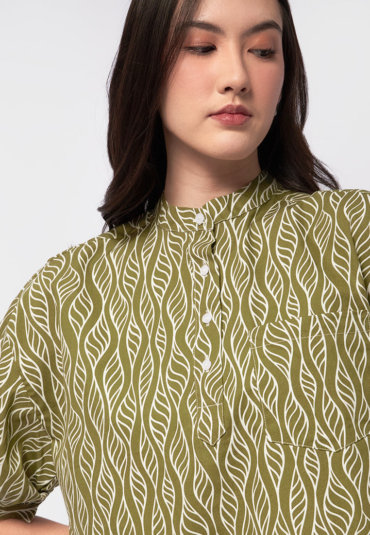 Printed Short Sleeve Blouse