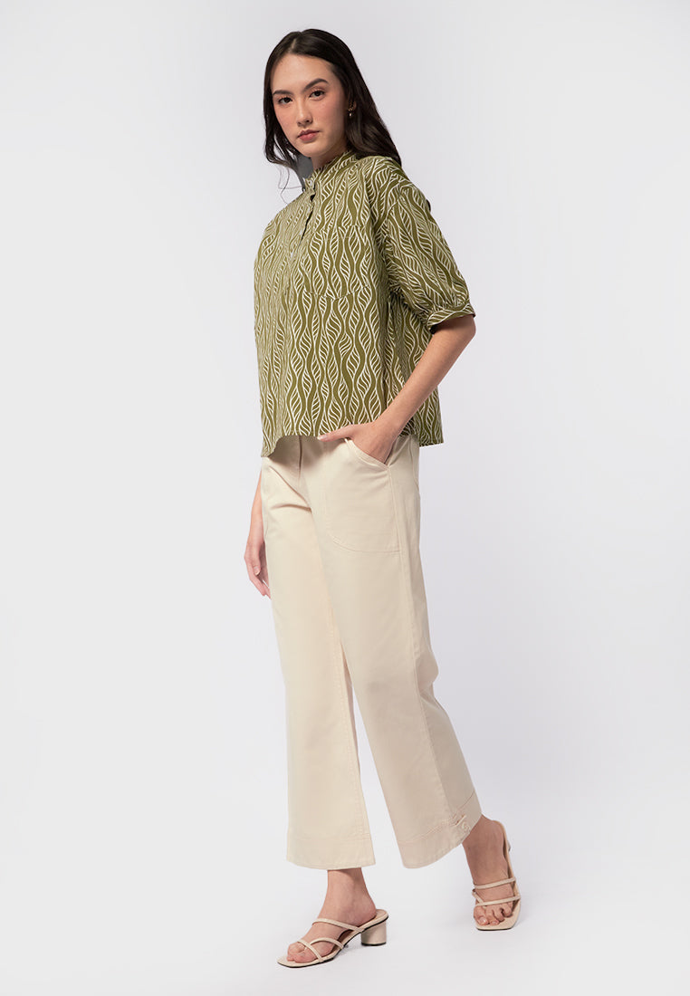 Printed Short Sleeve Blouse