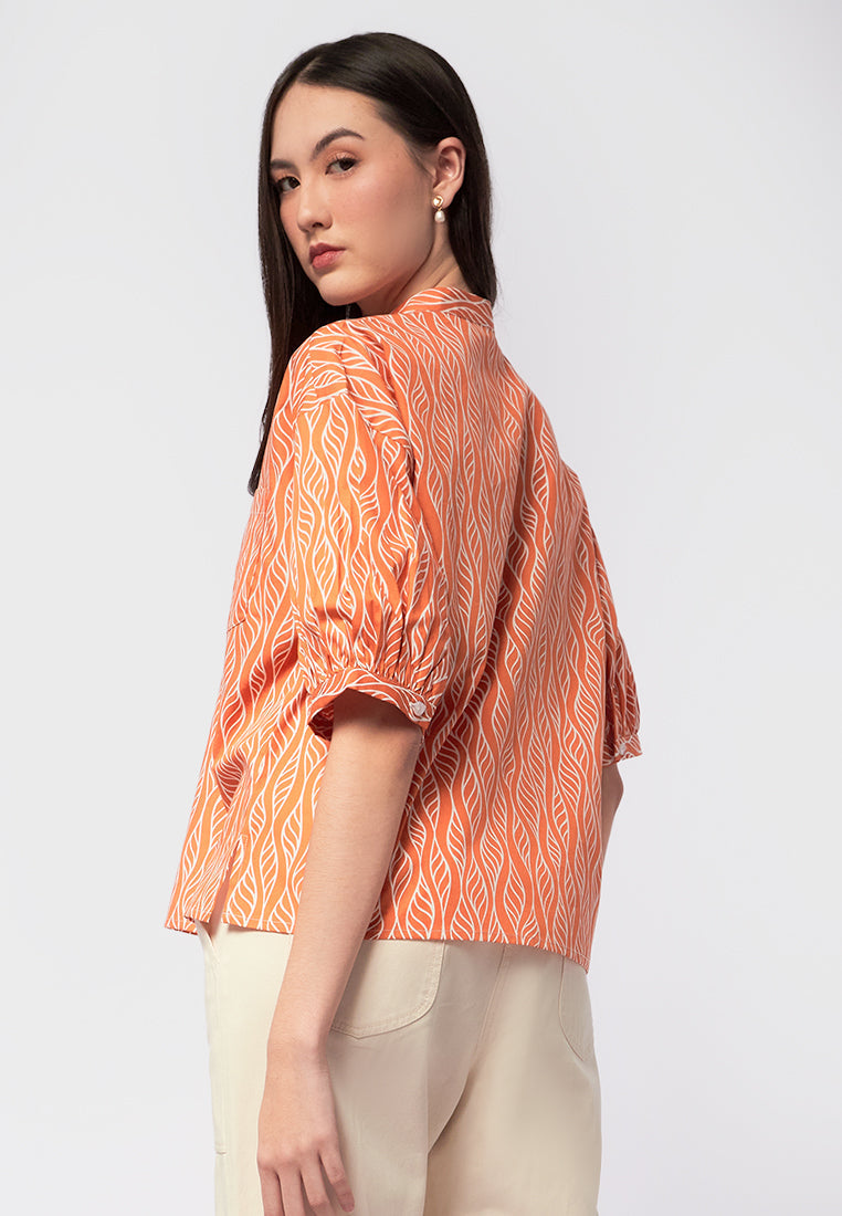 Printed Short Sleeve Blouse