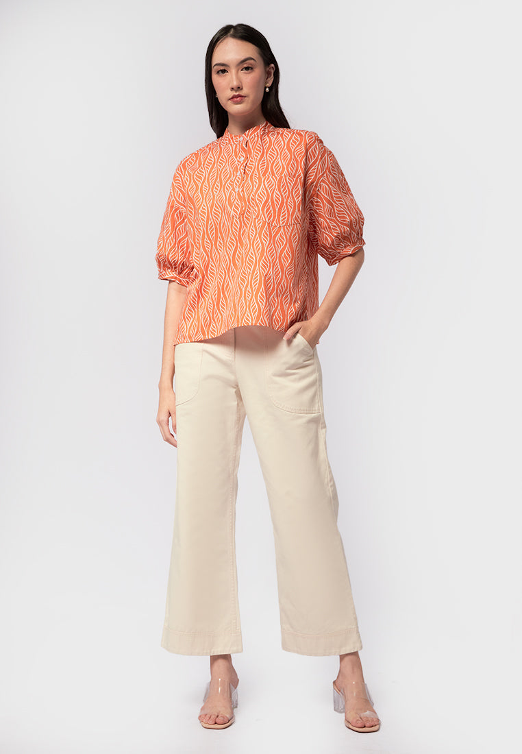 Printed Short Sleeve Blouse