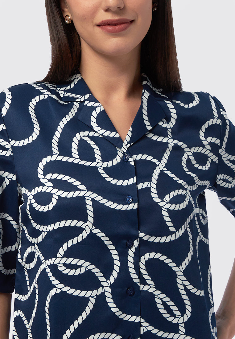 Printed Long Sleeve Loose Blouse